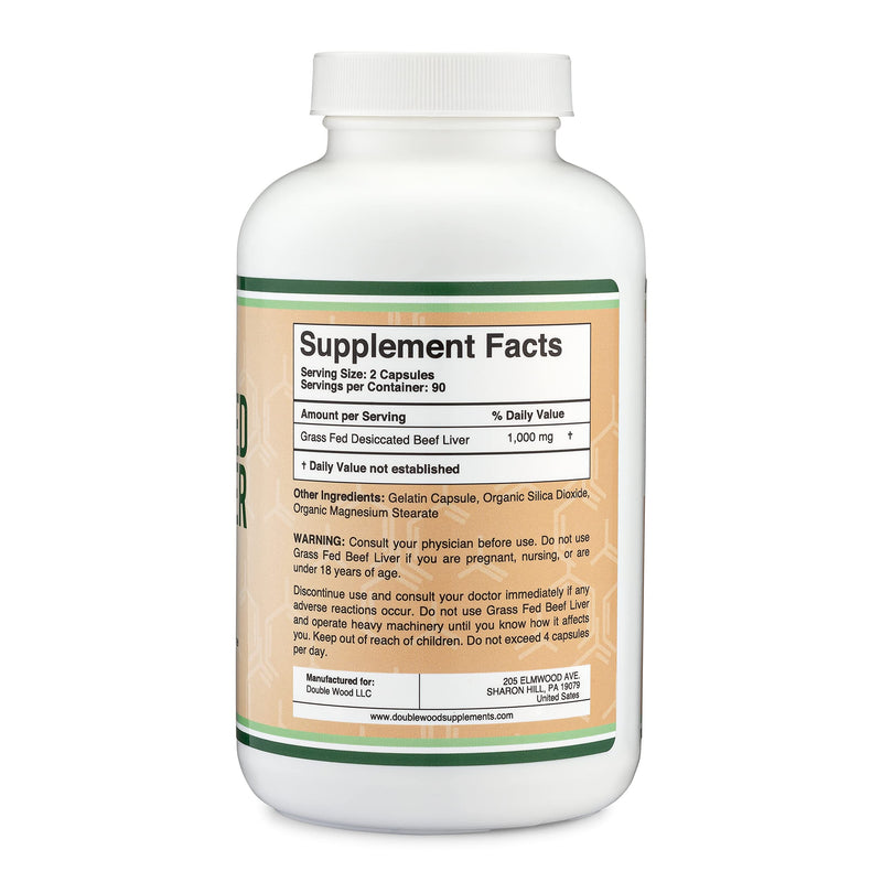 [Australia] - Beef Liver Capsules (1,000mg of Grass Fed, Desiccated Beef Liver per Serving, 180 Capsules, 3 Month Supply) Beef Liver Supplement for Digestion, Immune Health, Energy, and Wellness by Double Wood 