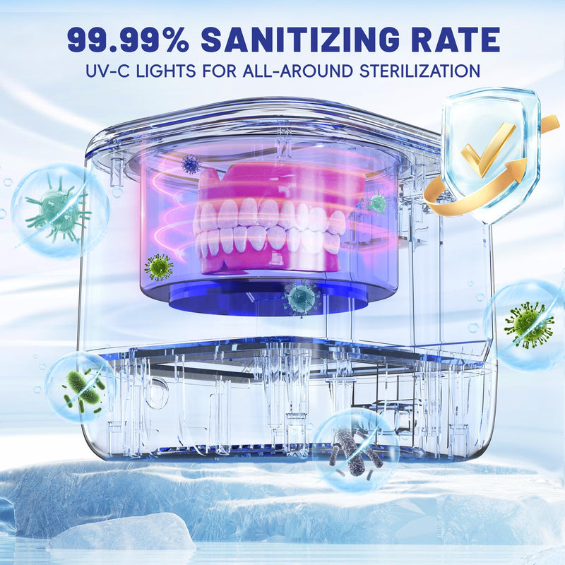 [Australia] - Sonolab Ultrasonic Retainer Cleaner Machine with Removable Tank and Cleaning Tablets, 45kHz Sonic Dental Cleaning Pod, 240ml Large Capacity Ultrasonic UV Cleaner for Dentures, Aligners, Mouth Guards 