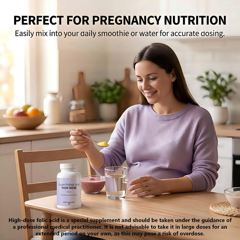 Sentk Super Folinic Acid High Dose Powder - Folinic Acid Supplement with B12 & ATP, Gluten-Free Dairy-Free Soy-Free, Supports Folic Acid Metabolism & Neurodevelopment 63 g（2 Pack ）