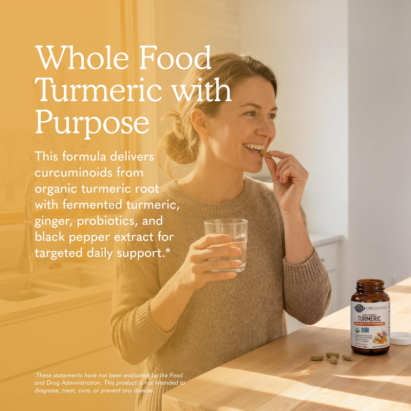 Garden of Life Organics Extra Strength Turmeric Inflammatory Response 120 Tablets-100Mg Curcumin (95% Curcuminoids) Black Pepper, Probiotics, Organic Non-GMO Vegan Gluten Free Herbal Supplement Unflavoured 120 Count (Pack of 1)