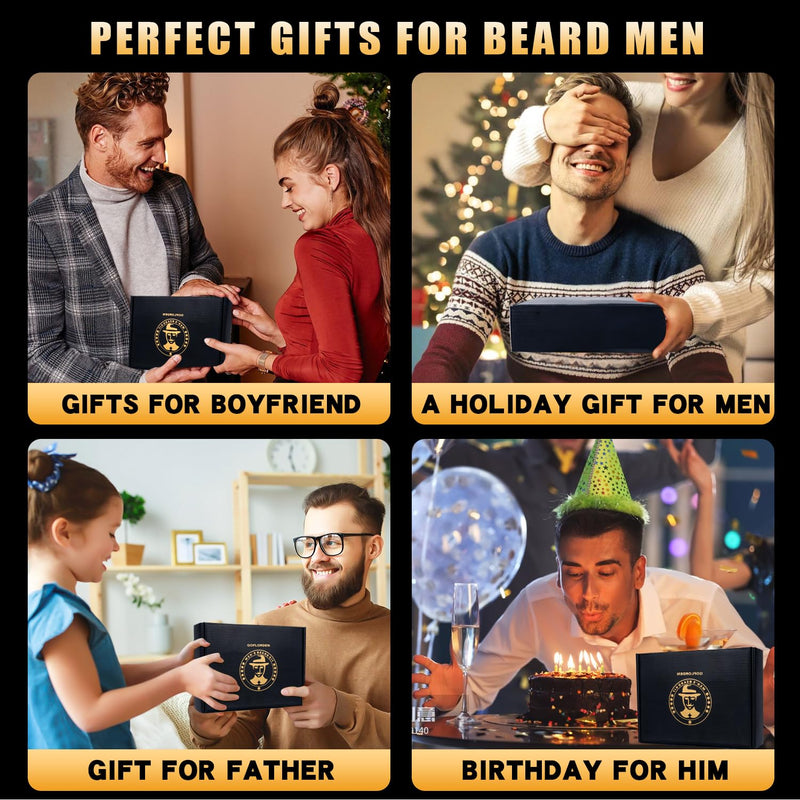 [Australia] - Beard set, beard care set for men, beard growth set with beard roller, pack of 2 beard growth oil, beard shampoo, beard conditioner, beard brush, beard balm, beard comb, scissors, gifts for him menthol 