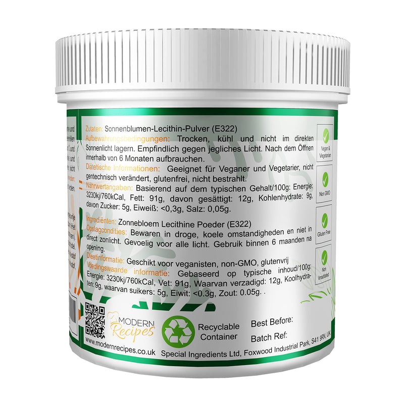 [Australia] - SUNFLOWER LECITHIN POWDER 500g HIGHEST QUALITY GMO FREE (GERMAN LABELS AND INSTRUCTIONS) 