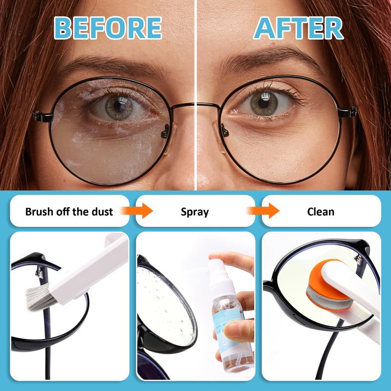 [Australia] - Glasses Cleaner Kit Eyeglass Cleaner - Anti Fog Eye glass Cleaners Spray with Microfiber Lens Cleaning Cloth, Glasses Repair Kit with Screws, Portable Travel Eyeglasses Cleaning Kit with Case Black 