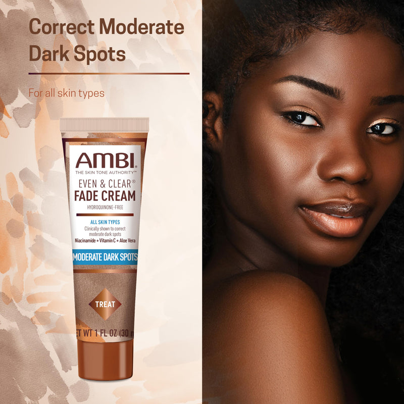 Ambi Even & Clear Fade Cream, Hydroquinone-free, Hyperpigmentation Treatment, Dark Spot Corrector, Results In As Little As 4 Weeks, Niacinamide, Aloe Vera, Vitamin C, 1 Fl Oz 1 Fl Oz (Pack of 1)