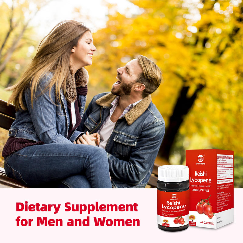 [Australia] - Lycopene Supplement 100mg, Natural Tomato Extract with Reishi Mushroom 200mg, Mushroom Capsule for Immune Health, Gluten-Free, Non-GMO, Vegan, 60 Rapid Release Capsules 
