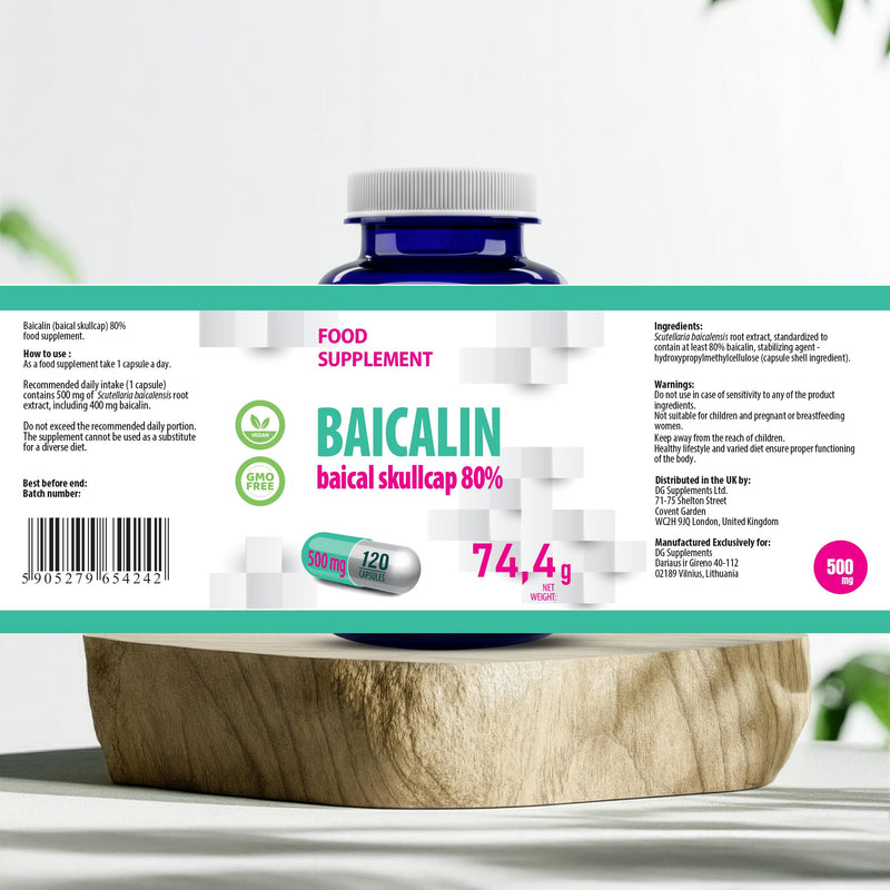 Hepatica Baicalin (Chinese Skullcap) | Standardised to 80% Baicalin (400mg) | 500mg Scutellaria Baicalensis Extract | 120 Vegan Capsules | 4-Month Supply | 3rd Party Lab Tested