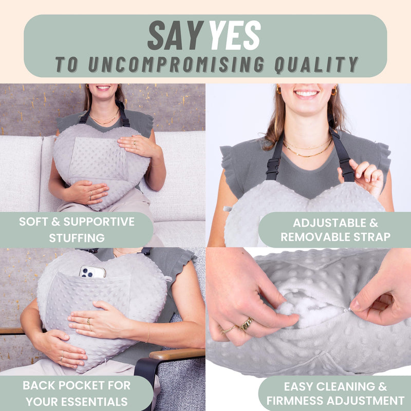 [Australia] - MOYOAMA Open Heart Surgery Pillow for Heart Surgery Recovery Gifts - After Bypass Surgery Must Haves, Gifts for Chest Surgery Recovery, Seatbelt Pillows for Post-Surgery, Shock Absorbing Chest Pillow Moonlight Grey Heart Pillow with Strap 