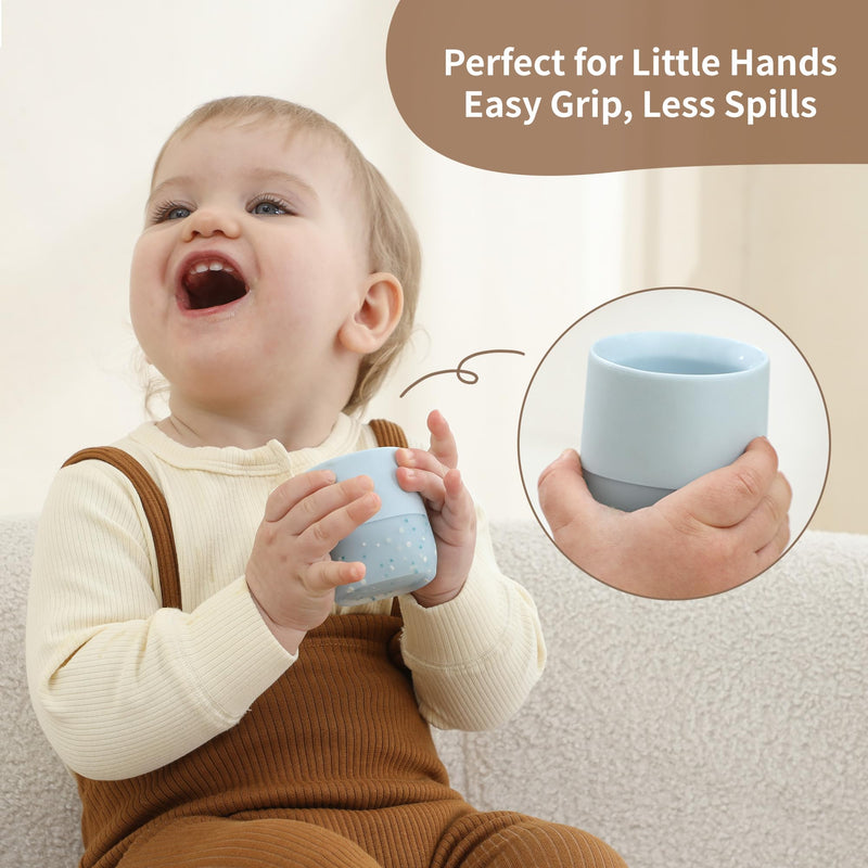 [Australia] - Moonkie Baby Training Cup & Sippy Cup Set | 4 Months+ | Baby-Led Weaning Essential | Gift for Infants (Mint Cup Set, 2 Pack) Mint Cup Set 2 Ounces 