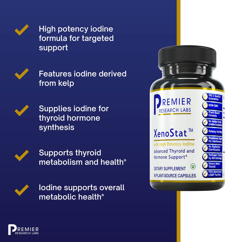 [Australia] - Premier Research Labs XenoStat - Thyroid Supplement, Thyroid Support for Women & Men, Iodine Supplement, Hormone Support, Thyroid Support Complex Supplement - 60 Capsules 
