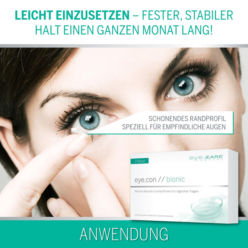 [Australia] - Eye.Con Bionic soft monthly lenses made of bio-hydrogel with UV protection - 3 contact lenses with high water binding especially for dry eyes. Contact lenses with a gentle edge profile for sensitive eyes -2.0 diopters 8.6 millimeters 14.20 millimeters 3.0 