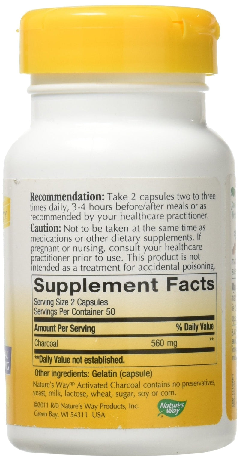 [Australia] - Nature's Way Activated Charcoal; 560 mg Charcoal per serving; 100 Capsules 
