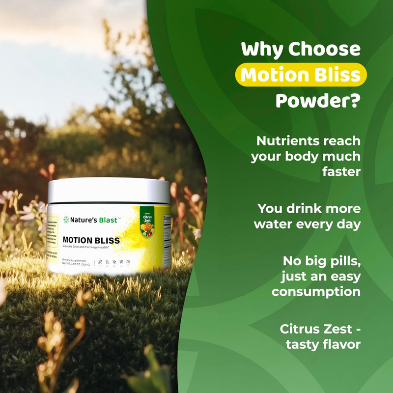 [Australia] - Motion Bliss Joint Supplements for Men & Women - Joint Health Support - with NEM, Calcium, Boswellia Serrata Extract, Collagen & More - 3.67 Oz - 30 Servings - Citrus Zest Flavor 