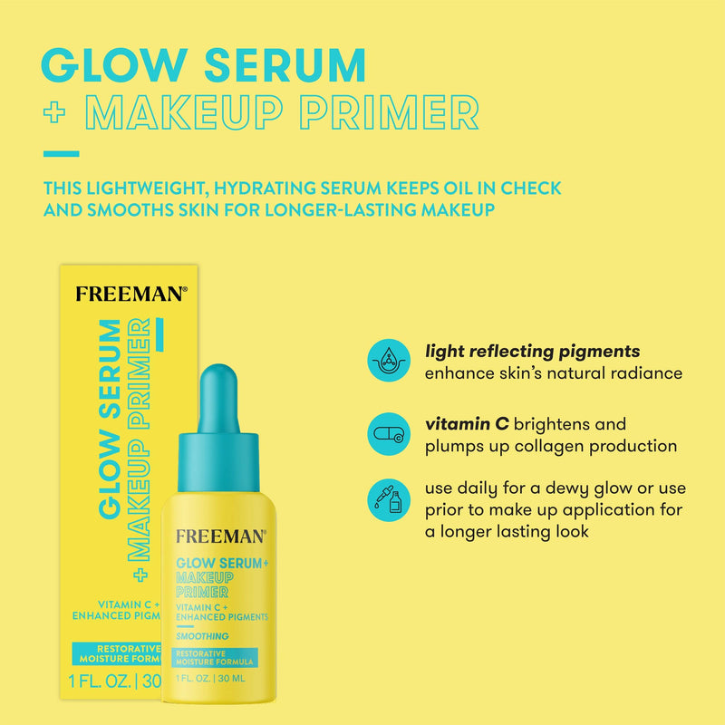 Freeman Glow Booster Serum + Makeup Primer, Vitamin C, 1.0 Fl Oz | Brighter skin with a vitamin c serum, illuminating primer and dermatologist tested