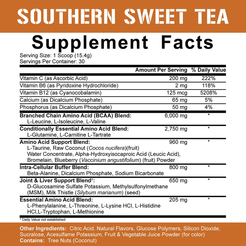 [Australia] - 5% Nutrition Rich Piana AllDayYouMay BCAA Powder | Premium Intra & Post Workout Amino Acids, Hydration, Endurance, Muscle Recovery, Joint & Liver Support | 16.3 oz, 30 Servings (Southern Sweet Tea) Southern Sweet Tea 