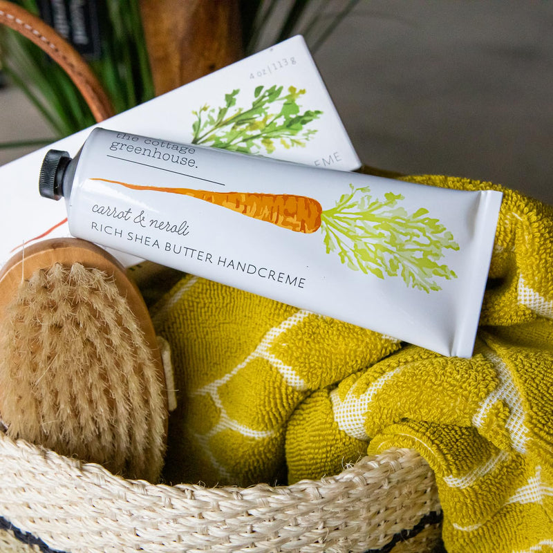 [Australia] - The Cottage Greenhouse Carrot & Neroli Handcreme, 4 oz, Moisturizing Lotion for Dry Hands, Quick Absorbing Shea Butter & Cocoa Butter, Luxury Purse Essentials 