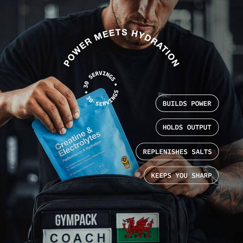 fourfive Creatine & Electrolytes Powder (Creatine Monohydrate) Easy Dissolve, Unflavoured & Vegan, Hydration & Strength Performance - 206g Pouch (30 Servings)