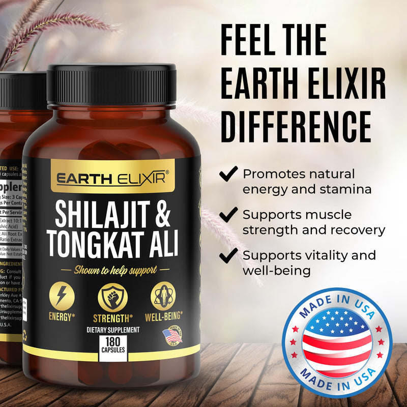 [Australia] - Shilajit 1000mg & Tongkat Ali 400mg (180 Capsules) Made in USA-Shilajit Supplement (20% Fulvic Acid) Shilajit Pure Himalayan Organic & Tongkat Ali for Men More Potent Than Shilajit Resin 