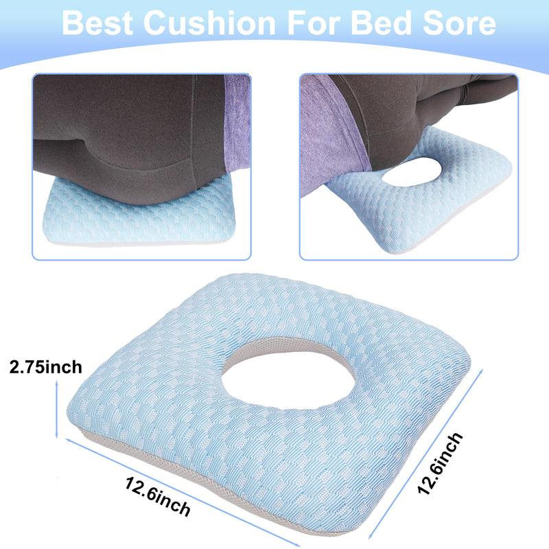[Australia] - Donut Pillow Cushion for Bed Sores on Buttocks, Bed Sore Cushions for Butt, Bed Sore Pressure Relief Pillow for Sleeping, O Shaped Opening PE Hose Filling Cool Tailbone Pillow 