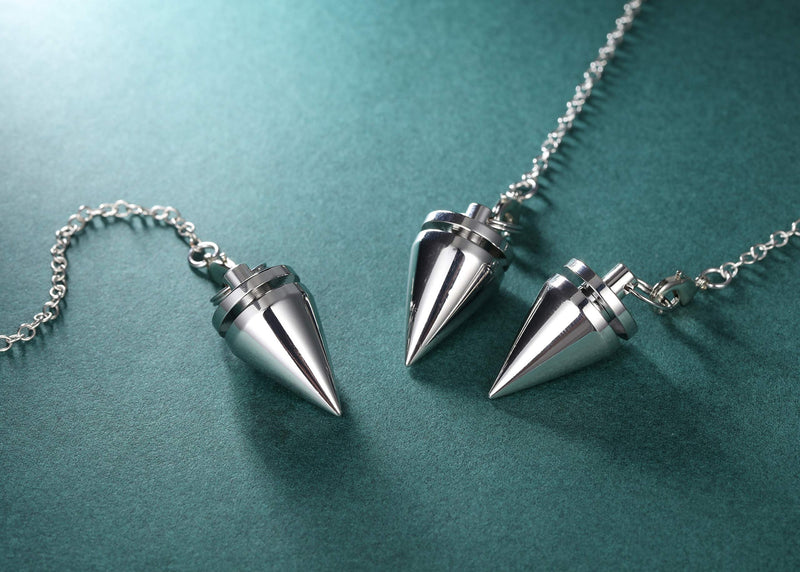 [Australia] - Jovivi Oracle Esoteric Copper Pendulum with Chain Dowsing Tip Pendulum Healing Reiki Energy Therapy Meditation Tensor Silver 