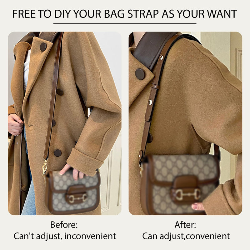 3-Length Genuine Leather Crossbody Strap for Gucci Ophidia Diana | 3 Settings: 75/85.5/106.5 cm (29.5-41.9 Inch), Underarm Shoulder Crossbody, Genuine Cowhide, Gold-Tone Hardware, Brown 0.8"width*41.9"length
