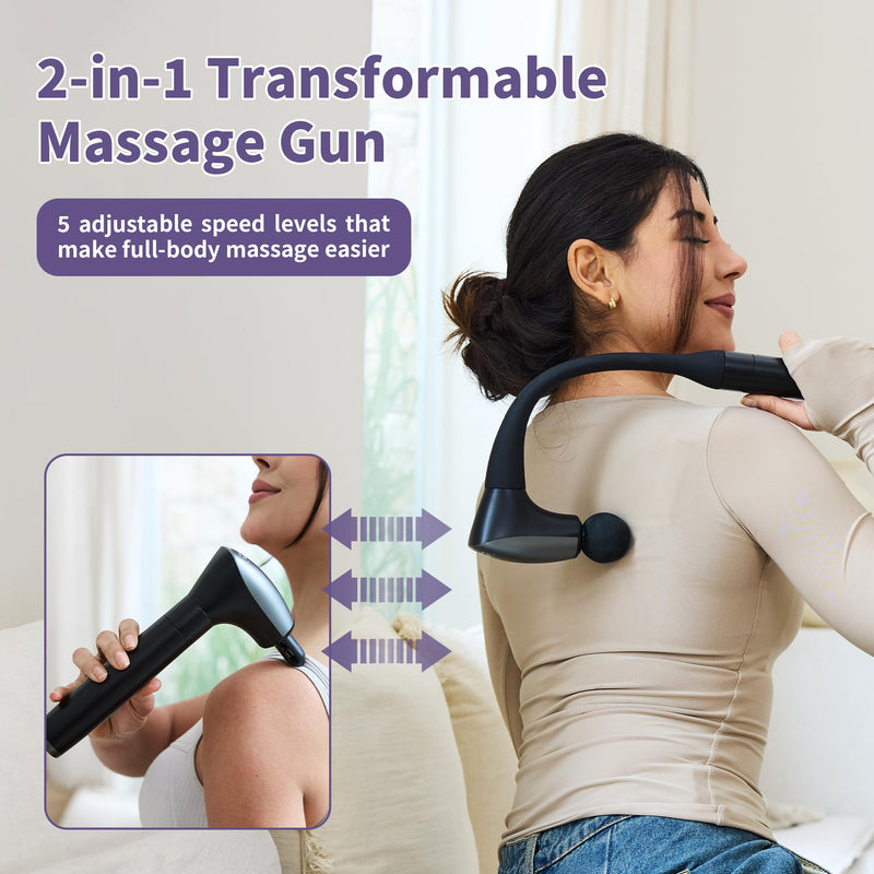 [Australia] - 2-in-1 Detachable Muscle Massage Gun Deep Tissue with 20'' Extension Handle, Back and Neck Massager for Pain Relief, Handheld Massager for Shoulder Lower Back Leg Waist, FSA-HSA Eligible 