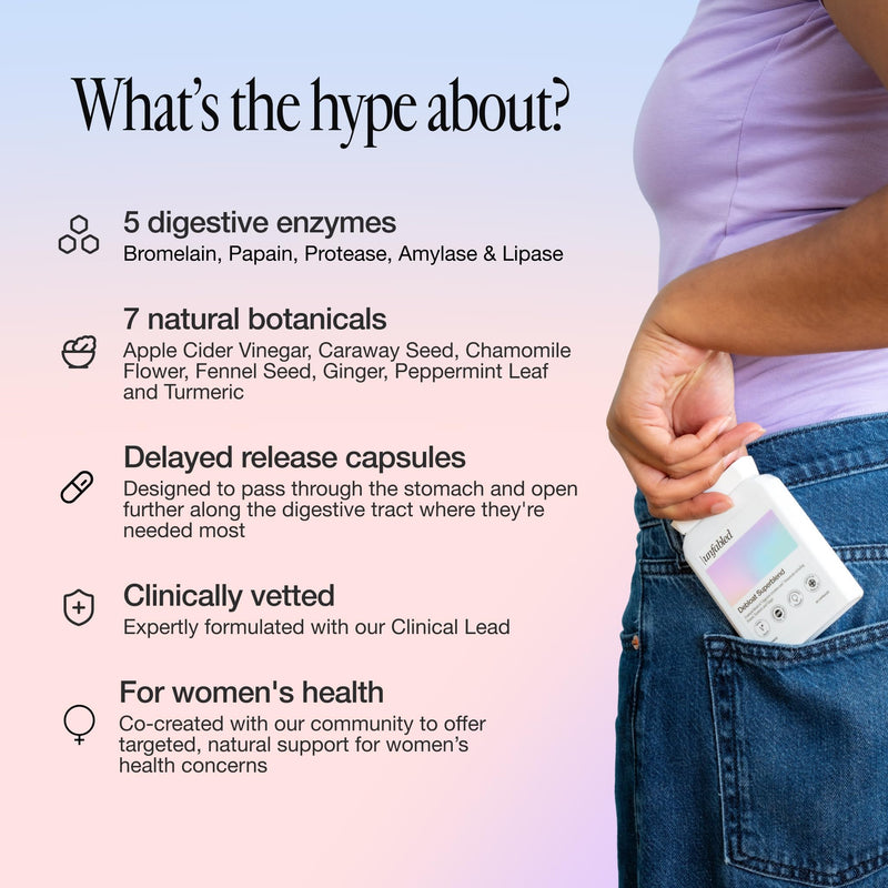 Unfabled Debloat Digestive Enzyme Capsules for Women, 60 Vegan Capsules, 5 Digestive Enzymes - Bromelain, Papain, Protease, Amylase & Lipase, 7 Natural Botanicals including Fennel & Ginger, Made in UK 60 count (Pack of 1)