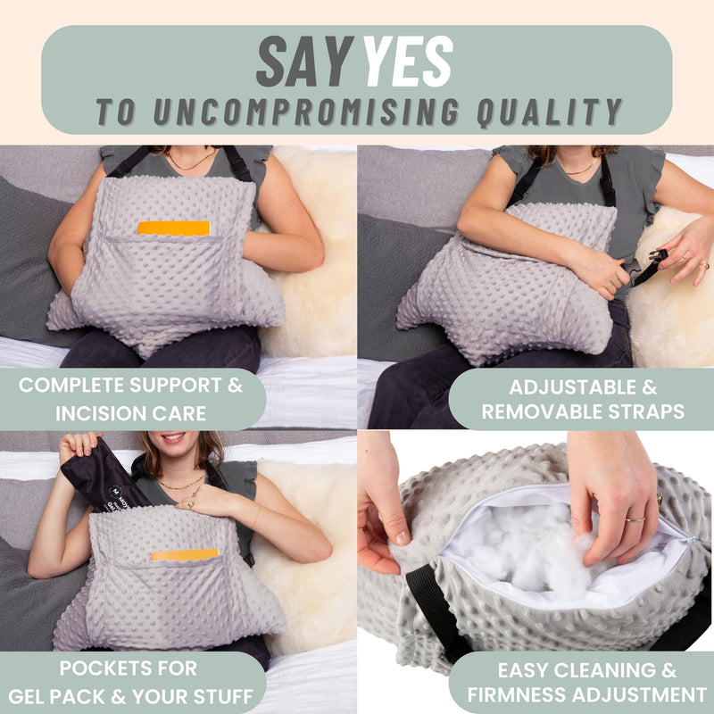 [Australia] - MOYOAMA Hysterectomy Pillow Post Surgery for Hysterectomy Recovery Must Haves- Surgery Pillow for Abdomen, Abdominal and C Section Recovery Supplies, Tummy Tuck and Abdominal Surgery Gifts Moonlight Grey 