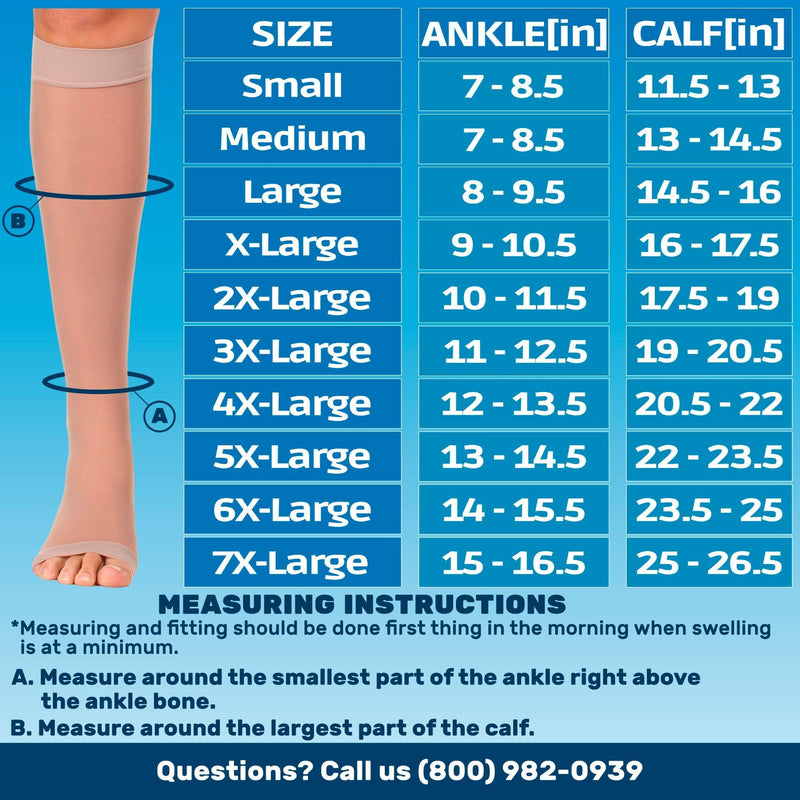 [Australia] - Made in USA - Sheer Compression Socks for Women 20-30mmHg Open Toe - Toeless Graduated Support Knee High Stockings - A215 Medium Beige 