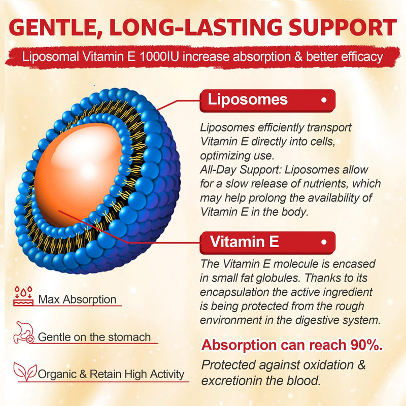 Liposomal Vitamin E Gummies 1000IU, Natural Form of Vit E Mixed Tocopherol | 8-in-1 Antioxidant Formula with CoQ10, Omega-3, Vitamin C & Turmeric | for Skin, Eye, Immune & Brain, 1 PACK