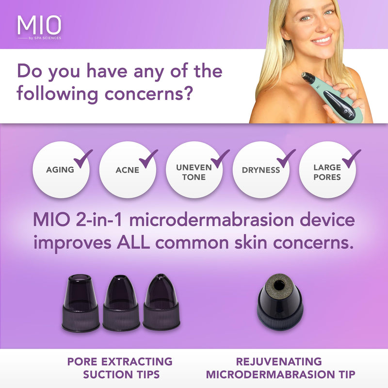Spa Sciences MIO Diamond Microdermabrasion Blackhead Remover, Pore Suction Tool–Rechargeable-Dermatologist Recommended Skin Resurfacing System for Anti-Aging-Exfoliator for Acne Scars/Wrinkles (Mint) Mint