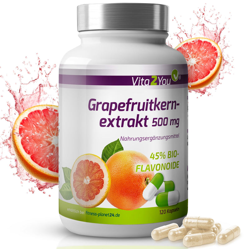 [Australia] - Vita2You grapefruit seed extract 500mg - 120 capsules - 45% organic flavonoids - equivalent to 225mg per capsule - high dosage - premium quality 