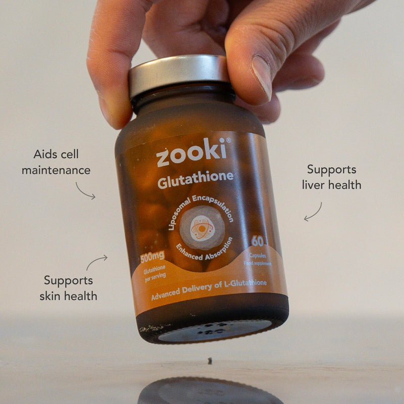 Zooki Liposomal Glutathione 500mg Capsules, High Absorption Glutathione Supplement, Immune & Liver Support, Antioxidant Skin & Energy Support, Vegan Glutathione Tablets, 60 Capsules 30 Servings