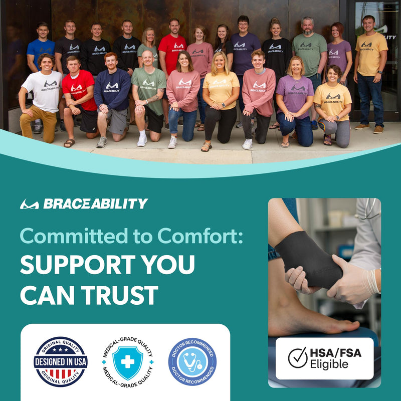 BraceAbility Elastic Ankle Support Brace - Lightweight Slip on Foot and Ankle Compression Sleeve for Gymnastics, Dance, Sports, Running, Exercise, and Sprained Ankle Swelling for Women and Men (Black, Medium) Black