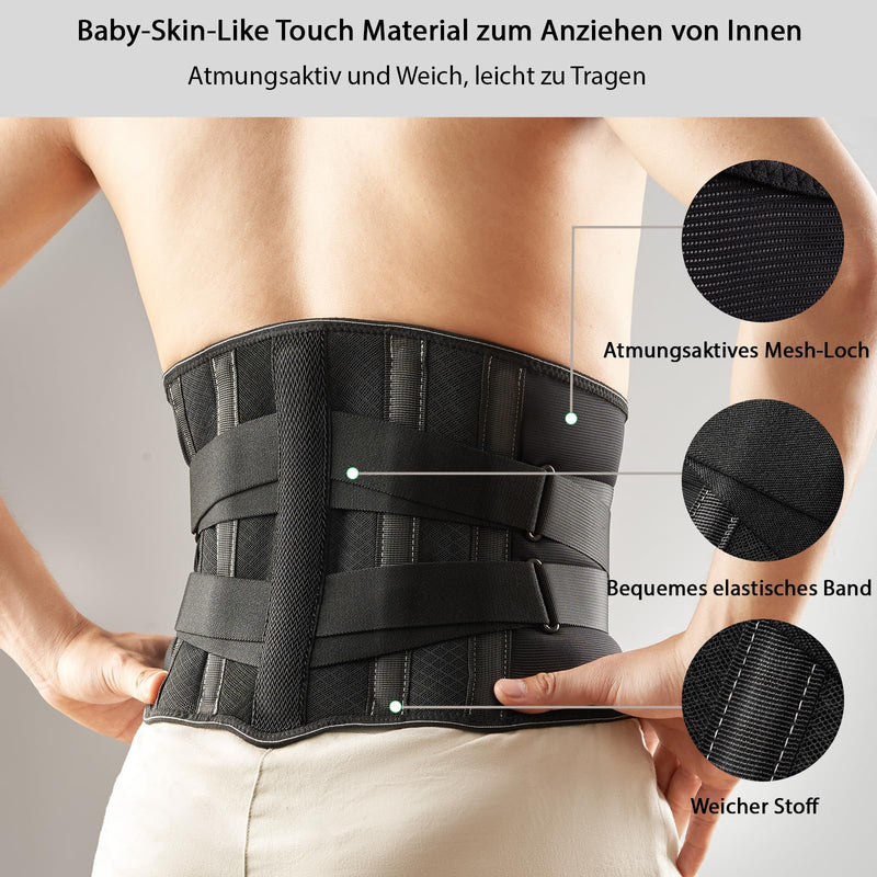[Australia] - GINTRON Back Support Belt Breathable Back Brace for Men and Women Back Strap with Removable 3D Lumbar Pad, Back Support with 5 Supports to Relieve Back Pain XL Black 