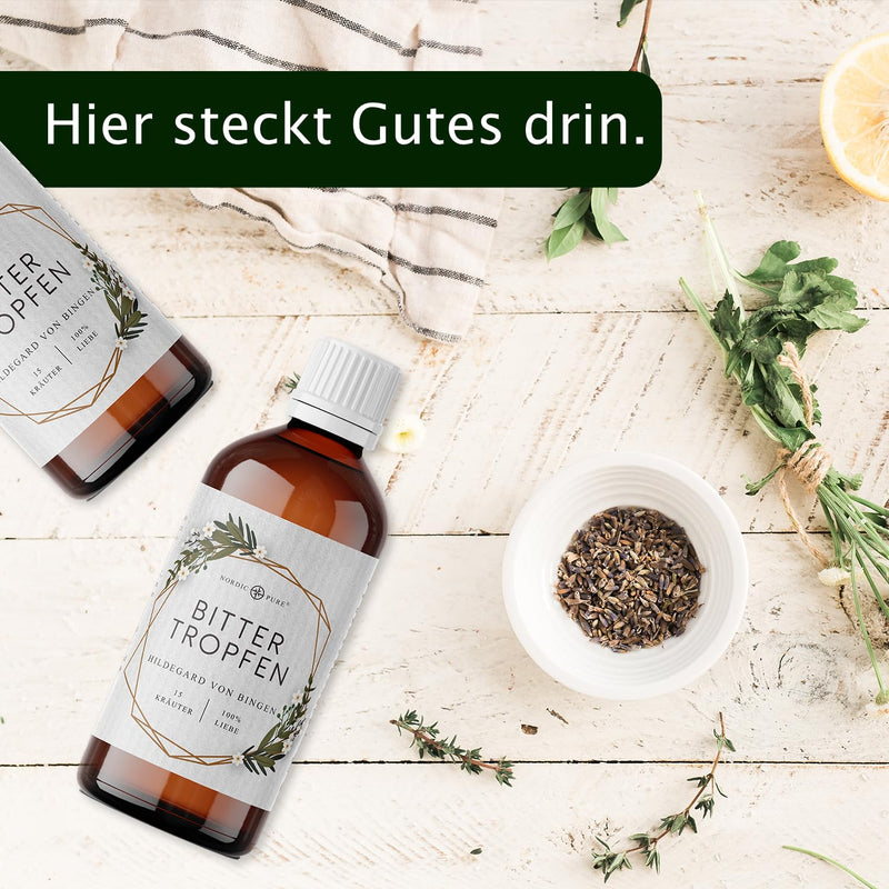 [Australia] - Bitter substances drops with practical dropper closure | 100ml bitter drops according to Hildegard of Bingen | 15 bitter herbs 