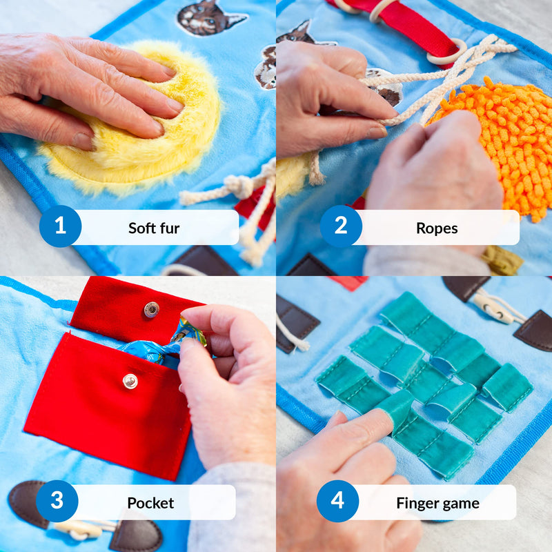 ODOXIA Fidget Blanket for Dementia | Calming & Comforting Dementia Activities for Seniors | Dementia Products for Elderly | Dementia Blanket | Helps Alzheimer’s, Dementia, Asperger’s, Anxiety