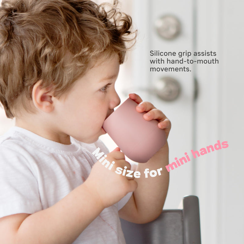 [Australia] - ezpz Mini Cup + Straw Training System - 9 Months+ (Gray) - 100% Silicone Training Cup for Infants + Toddlers - Designed by a Pediatric Feeding Specialist Gray 12 Months+ 