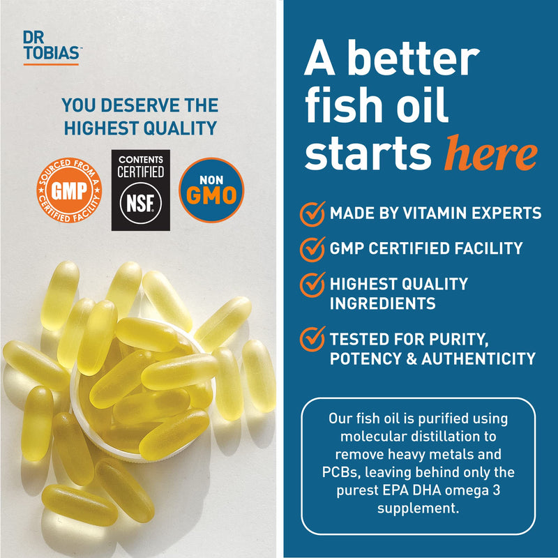 [Australia] - Dr. Tobias Omega 3 Fish Oil, 2000mg Triple Strength Omega 3 Supplement with 800mg EPA 600mg DHA Per Serving, Fish Oil Omega 3 Supplements for Heart, Brain & Immune Support, 180 Softgels, 90 Servings 180 Count (Pack of 1) 