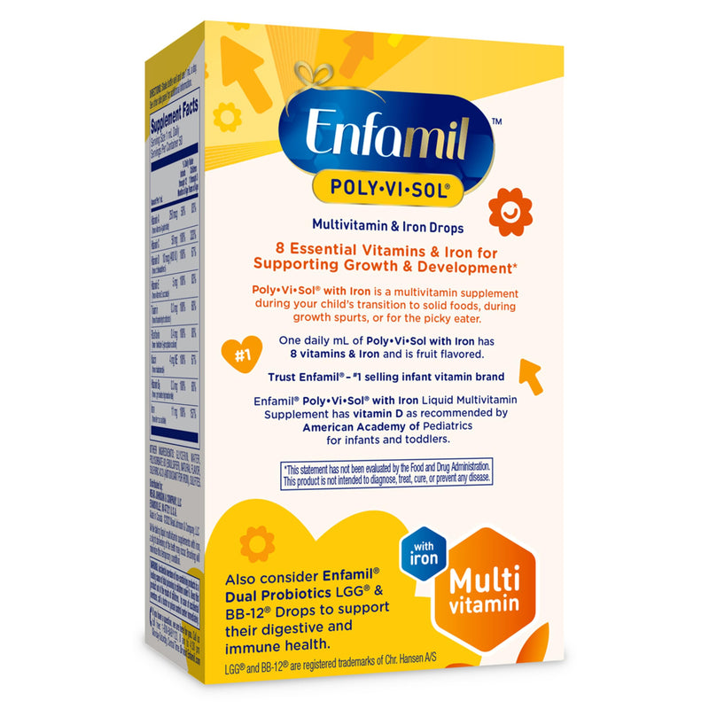Enfamil Baby Vitamins Enfamil Poly-Vi-Sol 8 Multi-Vitamins & Iron Supplement Drops for Infants & Toddlers, Supports Growth & Development, 50 mL Dropper Bottle 1.69 Fl Oz (Pack of 1)