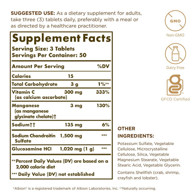 [Australia] - Solgar Extra Strength Glucosamine Chondroitin Complex - 150 Tablets - Supports Healthy Joints & Comfortable Movement - Non-GMO, Gluten Free, Dairy Free - 50 Servings 150 Count (Pack of 1) 