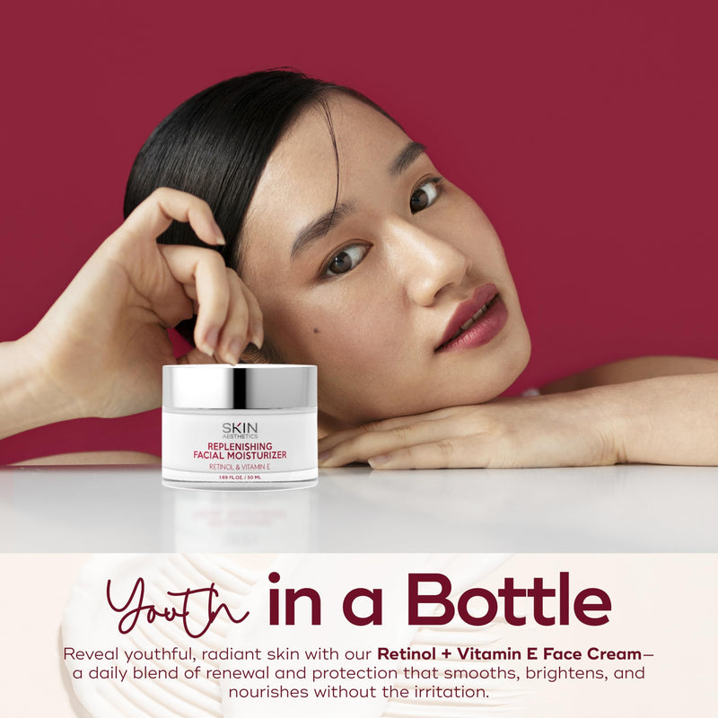 Skin Aesthetics Retinol & Vitamin E Face Moisturizer - Repairs, Moisturizes, Fine Lines & Wrinkles Treatment - Anti-Aging - Dermatologist Tested Korean Skincare - Clean Beauty, Cruelty-Free - 1.69 oz