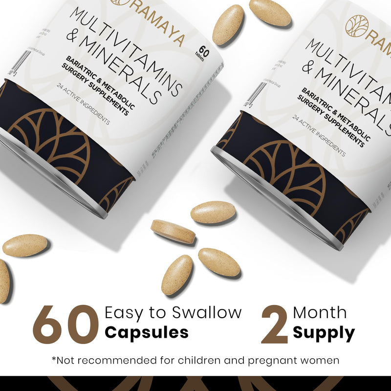 Bariatric Multivitamins with Iron & Calcium + Minerals 1 PER Day Vitamins Gastric Bypass Sleeve Supplements 60 Tablets (2-Month Supply)