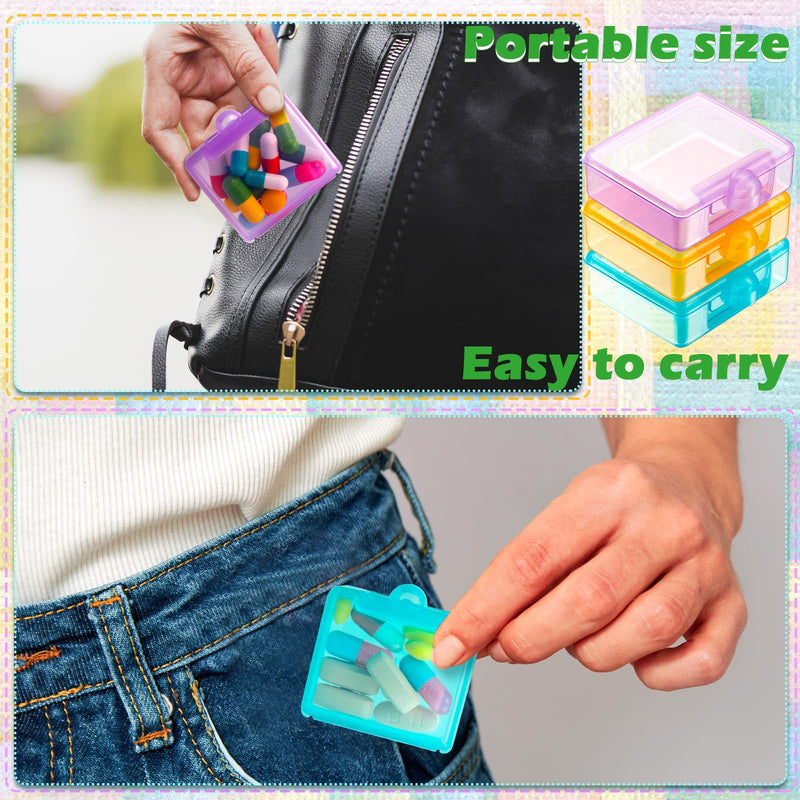 6 Packs Pocket Tiny Pill Case Single Daily Small Pill Container Travel Medicine Holder Cute Portable Personal Medicine Dispensers Organizers for Purse Pills Vitamin Supplements(Orange/Purple/Green) Orange/Purple/Green
