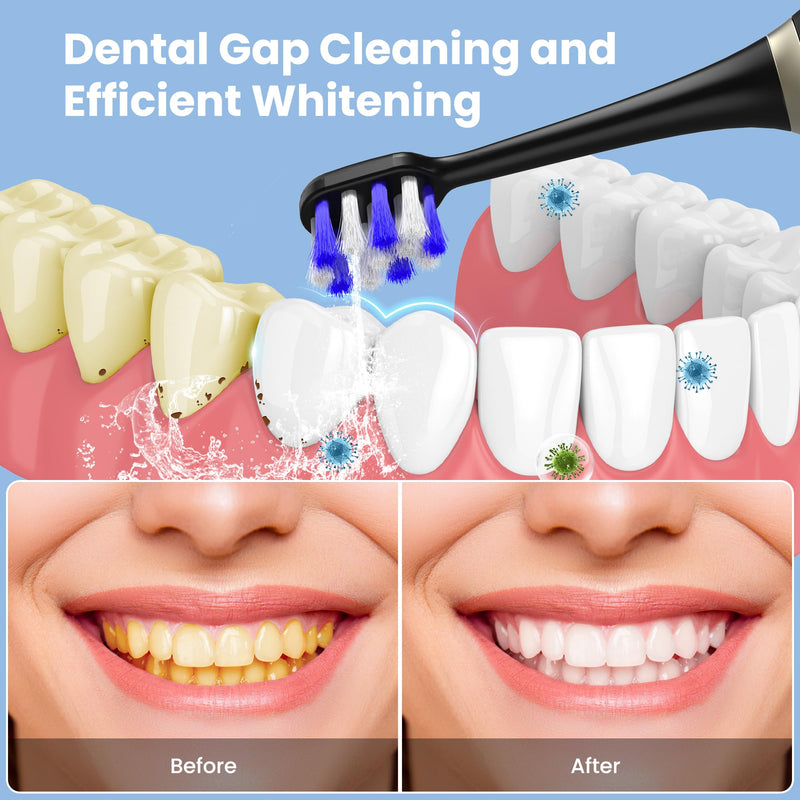 Electric Toothbrush with Water Flosser, 2 in 1 Cordless Toothbrush and Water Flosser Combo,Water Flosser for Travel and Home(Black) Black