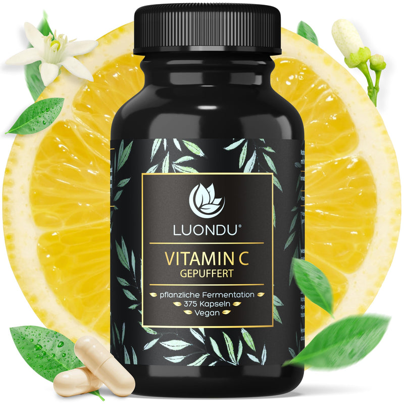 [Australia] - Vitamin C 375 capsules buffered 1000mg per daily dose high dose, vegan - Buffered vitamin C from plant fermentation - Made in DE Luondu® 