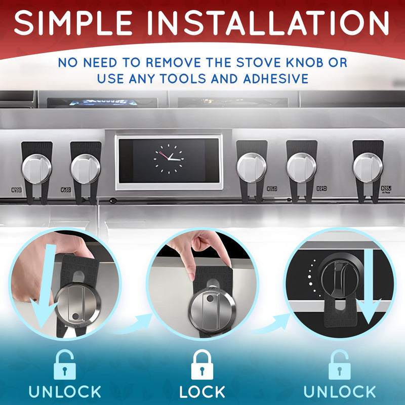 [Australia] - Stove Knob Safety Covers - Gas Stove Knob Locks & Oven Knob Covers for Child Safety, Baby Proofing Stove & Oven with Childproof Stove Knob Locks, Baby Proof Oven Lock, Gas Stove Child Safety Covers 