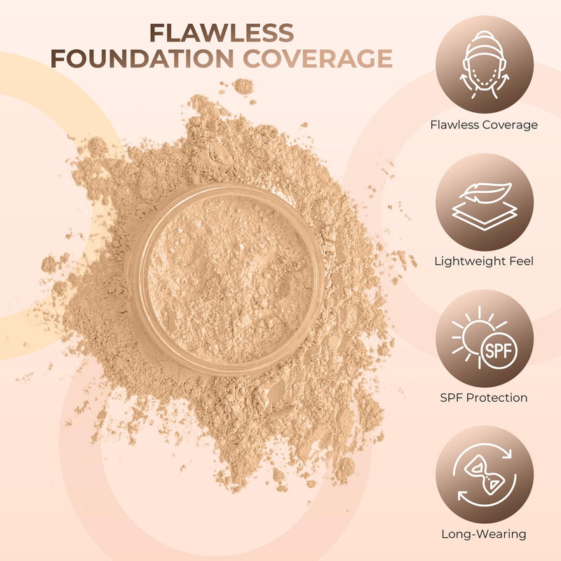 [Australia] - 16pc Beginner Mineral Makeup STARTER KIT with 10 BRUSH SET (5gm) Sample Size Foundation, Primer, Blush, Bronzer, Setting Powder for Learning, Occasional Use & First Time Users, Travel Size Kit (Warm) Warm Foundation Shade 
