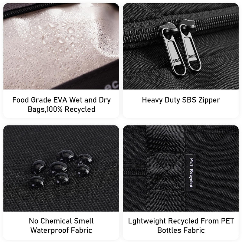 ECOHUB For Spirit Airlines Personal Item Bag 18x14x8 Travel Duffel Bags with Laptop Compartment & Shoe Bag Underseat Carry on Handbag with Wet Pocket, 30L (Black) Black 18 inch underseat