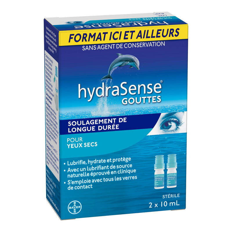 Eye Drops, for Dry Eyes, Fast and Long-Lasting Relief, Preservative Free, Naturally Sourced Lubricant, Home and Away Twin Pack (2 x 10 mL), 20 mL