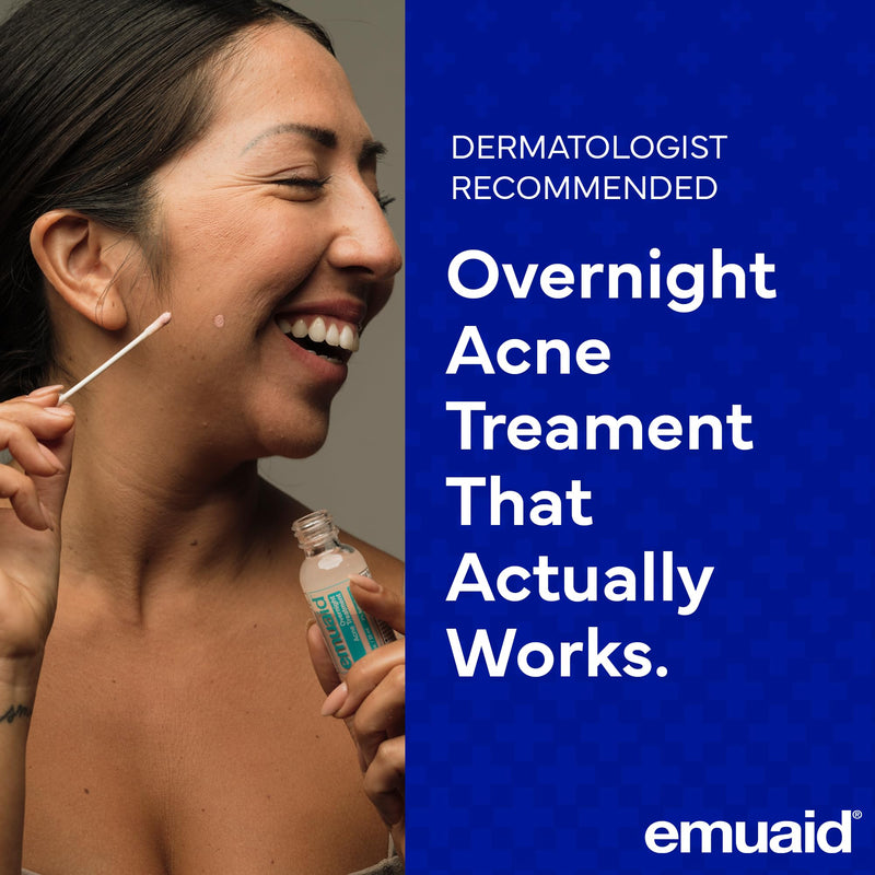 EMUAID Overnight Acne Treatment with Salicylic Acid, Fast-Acting Gel, 1oz | Clears Pimples, Cystic Acne, Blackheads, Rosacea & Hormonal Breakouts, For Adults and Teens